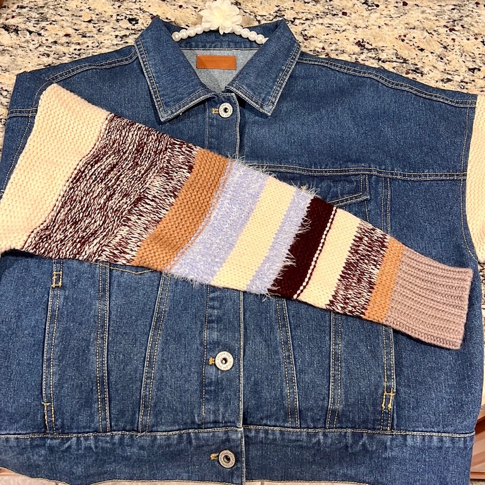 Umgee DenimSweater Sleeve Jacket - Picture 5 of 9